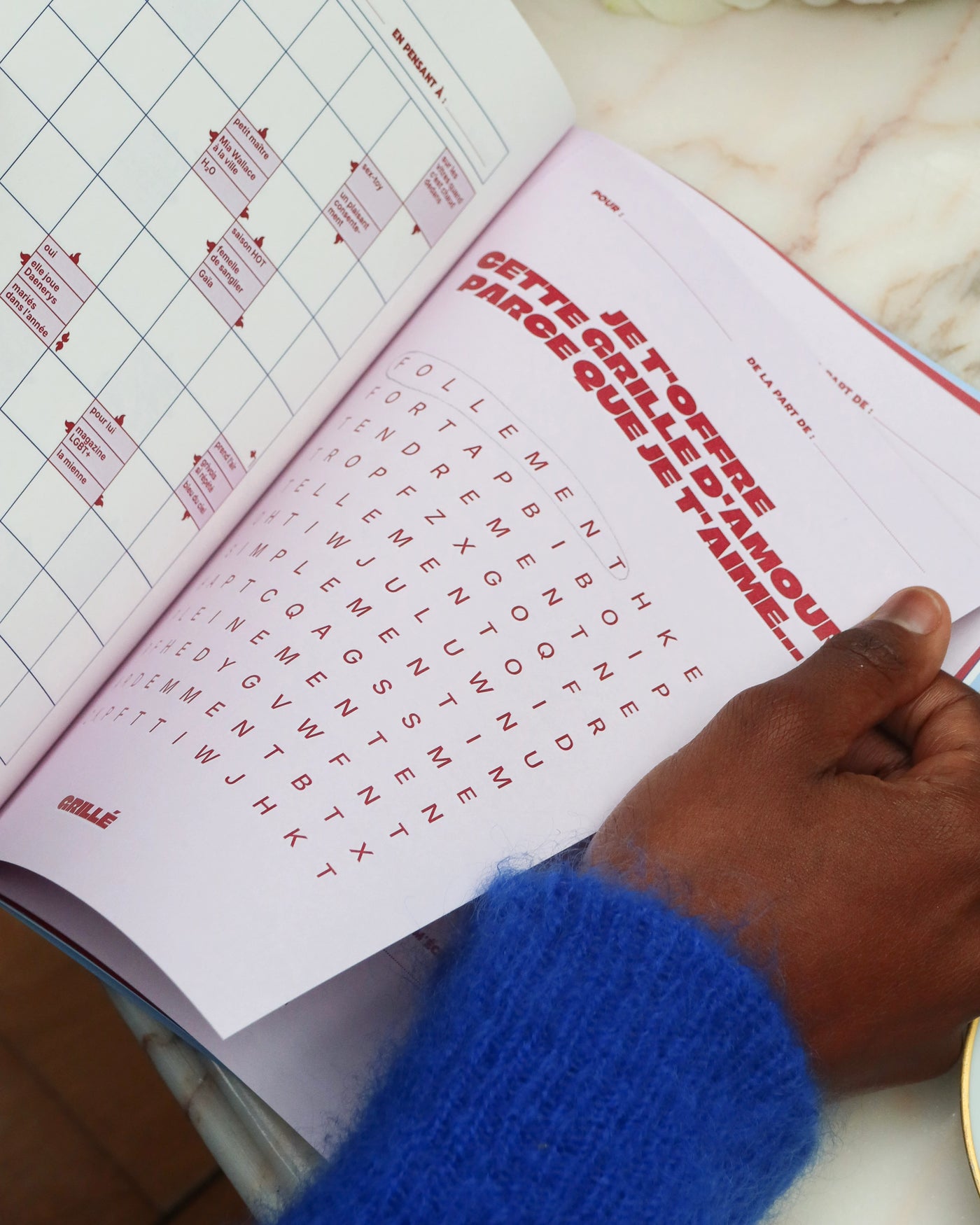 grille détachable des mots fléchés grillé amour